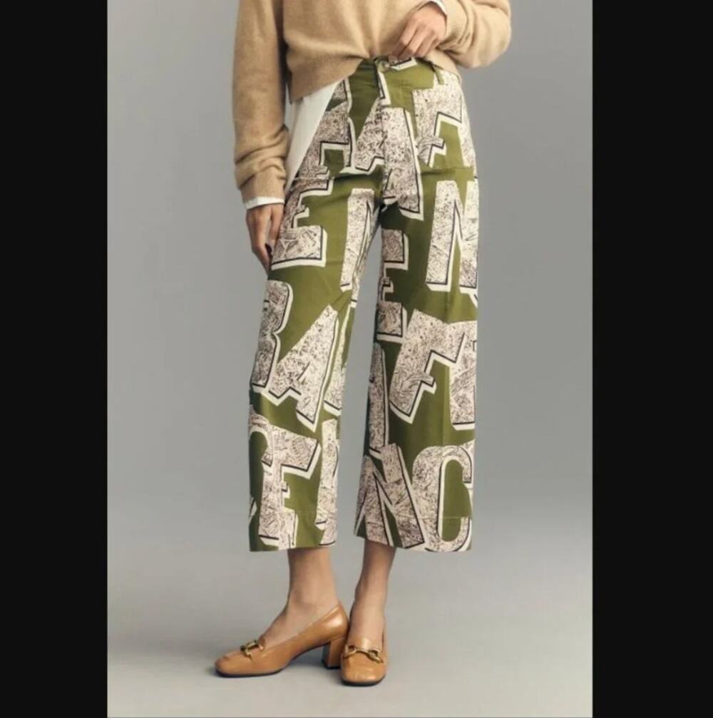 Anthropologie Maeve The Colette Cropped Wide-Leg Pants FRANCE Size 26
